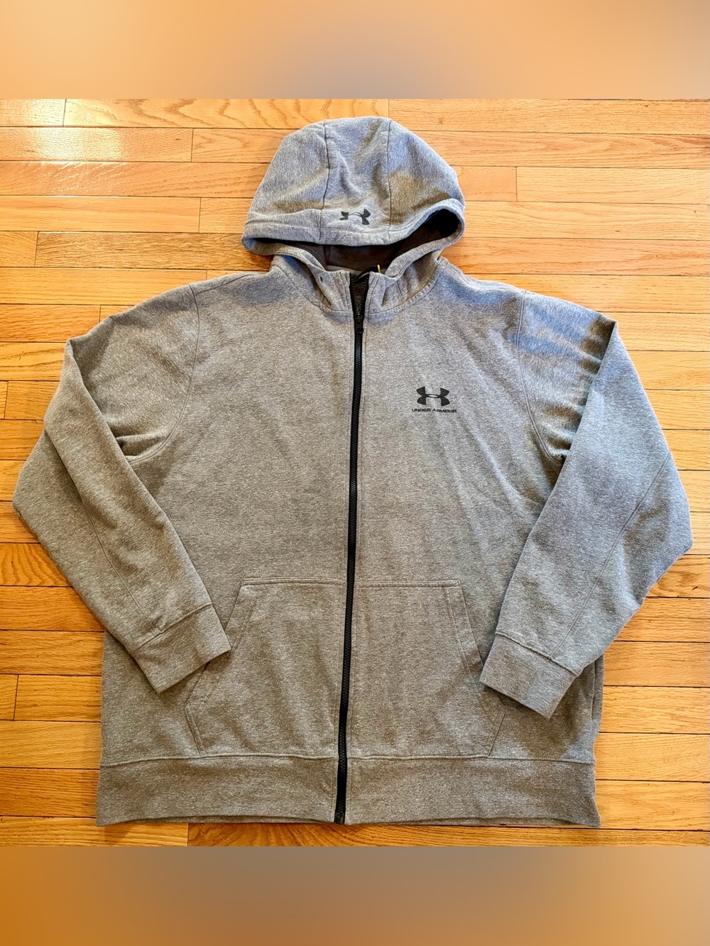 Under Armour Gray Full Zip Fleece Hoodie Loose Fit Pockets Men’s 2XL